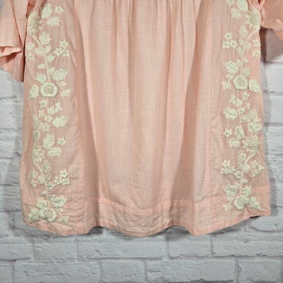 MM Ivy Jane Pink Embroidered Top Womens Size M 100% Cotton Boho Cottage Feminine - Picture 4 of 10
